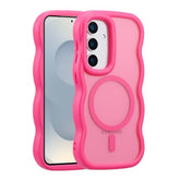 For Samsung Galaxy A16 4G/5G Case, Cute Wavy Compatible With Magsafe, Curly Wave Frame Women Men Magnetic Clear Matte Tpu Bumper Shockproof Case For A16, Hot Pink