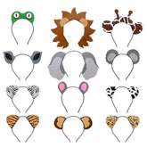 12Pcs Jungle Animal Safari Headbands With Animal Hair Hoops - Photo Booth Props, Party Favors And Decorations For Kids And Adults