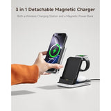 3 In 1 Charging Station Compatible With Magsafe For Apple, 304M, Magnetic Wireless Charger Stand With 5000Mah Detachable Portable Charger For Iphone 16/15, Apple Watch, Airpods (No Adapter)