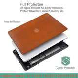 Compatible For Macbook Air 13 Inch Case 2021 2020-2018 A2337 M1 A2179 A1932, Crocodile Skin Alligator Pu Leather Hard Shell Snake Skin Cover For Macbook Air 2020 Case & Keyboard Cover, Brown