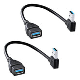 Superspeed Usb 3.0 Male To Female Extension Data Cable Left And Right Angle 2Pcs (20Cm,8In)
