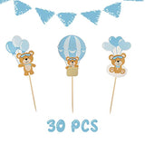 Hot Air Balloon Pilot Bear Cupcake Cake Toppers Aviator Fly Baby Showe