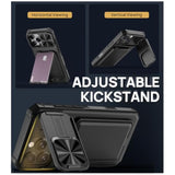 iPhone 16 Pro Max Case with Card Holder, Kickstand, Camera Cover, Rugged Protection