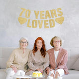 Pre-Strung 70Th Birthday Banner - Gold Glitter, Happy 70Th Birthday Party Decorations For Women & Men, Funny 70 Year Old Anniversary Decor Bday Sign Gifts