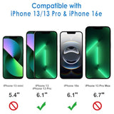 JETech One Touch Install Screen Protector for iPhone 16e 2025, iPhone 13/13 Pro 6.1-Inch, Full Coverage Tempered Glass Film, Auto Alignment Tool Kit, HD Clear, 2-Pack