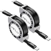 2 Pack 4ft Retractable USB C to USB C Cable 100W Fast Charging