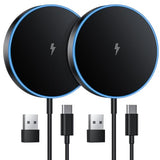 2 Pack Magnetic Wireless Charger 15w Mag-Safe Charger for iPhone 16 Pro Max/16 Pro/16/16 Plus/15/14/13/12 Series AirPods 3/2/Pro/Pro 2 LED