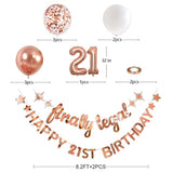 Rose Gold 21st Birthday Decor – "Finally Legal" Banner & Foil Balloons for Her Party Celebration