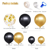 120Pcs Black And Gold Balloons Confetti Metallic Black Gold Latex Ball