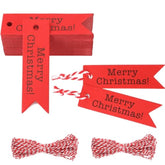 Merry Christmas Tags - 100Pcs Holiday Gift Tags With String, Small Red Christmas Labels Tag For Xmas Party Favors, Jar, Diy Crafts