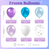 60-Pc Frozen Balloon Set Purple, Blue & Snowflake Confetti Decor