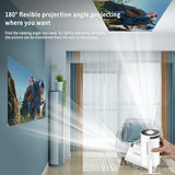 40''-130'' Smart Mini Projector 4K 5G Wifi, Big Screen Experience With Premium 360 Sound, 5.0 Bluetooth Movie Projector Compatible With Android/Ios/Windows/Tv Stick/Hdmi/Usb/Audio 3.5 White