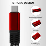 1 In 3 Usb C To Type-C Charging And Type-C Headphones Plus 3.5Mm Headphones Pd 60W Charging Adapter, Compatible With Galaxys22, Ipad Pro, Pixel, Iphone 16 15, Etc.Red
