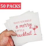 Have Yourself A Merry Little Cocktail Napkins - Christmas Holiday Napkins, Red Foil, 5 X 5 In, 50-Pack
