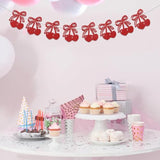 Cherry Banner - Cherry Fruit Hanging Decor, Cherry Theme Home Decor Banner Decoration For Christmas, Birthday, Bachelorette, Bridal Shower, Wedding Party Decorations Red Glitter