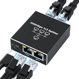 Ethernet Splitter 1 To 3 1000Mbps High Speed Either Network Splitter Internet Cable Splitter 1 In 4 Out Gigabit Dual Lan Rj45 Port Router Switch Work For Cat 5/5E/6/7/8 Cable