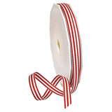 Polyester Grosgrain Striped Decorative Ribbon, Red, 3/8 In