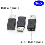 3 Pack Usb 2.0 A Female To Usb B Mini 5 Pin Female Adapter Converter