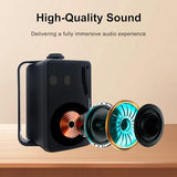 3.5 Inch Outdoor Bluetooth Speakers Waterproof Wired,3 Way 200W Upgrade Premium Wall Mount Speakers,Ideal use in Patio,Deck, Indoor Outdoor?Black?
