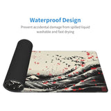 Gaming Mouse Pad Ukiyoe Japanese Art Blossom Cherry Non-Slip Rubber Base Extended Mousepad With Stitched Edges Keyboard Computer Laptop Mat For Gamer Desktop Office Home 31.5 X 11.8 In