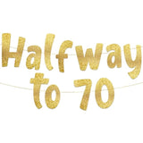 Halfway To 70 Gold Glitter Banner Happy 35Th Birthday Anniversary Decorations