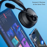 Bluetooth Headset With Mic & Mute Button, 60 Hrs Noise Cancelling Wireless Headset With Multipoint Connect To Cell Phone/Tablet/Pc/Laptop