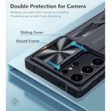 For Samsung Galaxy S24-Ultra Case: Rugged Protective S24 Ultra 5G Mobile Phone Cover With Kickstand & Slide | Tpu Shockproof Textured Bumper Military Grade Drop Protection, 6.8 Inch Black