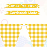 Yellow Gingham Banner For Picnic, Bbq Themed Party Decorations, Yellow And White Checkered Bunting Flag Garland For Lemon Wedding Baby Shower Birthday Party Supplies