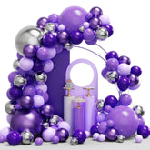 134PCS Purple Balloon Garland Kit – Purple Silver Arch for Parties & Events