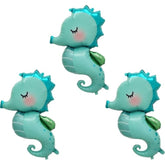 3Pcs Sea Horses Party Balloons Under The Sea Animals Ocean Creature Mylar Balloon For Kids Birthday Decorations Summer Party Suppliers