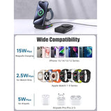 Wireless Charging Station For Mag-Safe Charger, 3 In 1 Mag-Safe Charger Stand For Iphone 16 Pro Max/15/14/13/12, Foldable Mag-Safe Nightstand Charger For Air Pods, Iwatch (Black)
