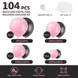 Black & Pastel Pink Balloon Arch Kit: 104 Piece Party Decoration