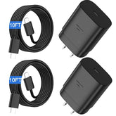 S25 S24 S23 S22 Ultra Samsung Charger Fast Charging,25W Android Phone Charger Cord Type C Block & Super Fast Charger Usb C Cable 10Ft For Samsung Galaxy S25/S24/S23/S22/S21/S20/Plus/Ultra/Fe,2 Pack