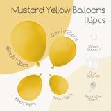 110pcs Mustard Yellow Balloons Garland Kit Different Sizes for Fall Baby Shower Party