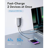 Baseus 65W Flat Wall Charger, 2 Port Ultra-Slim USB C GaN Charger with Foldable Plug for MacBook, iPhone 16/15/14/13/12/11/Pro Max/XS/XR, Samsung, iPad, Steam Deck with Charging Cable