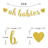 Oh Babies Banner - Twins Baby Shower Party Decor - Twin Boys Twin Girls Birthday Banner - Double The Love Party Decorations, Gold Glitter