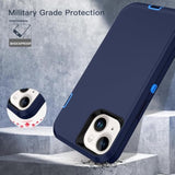 Navy Rugged Case for iPhone 14 Plus and iPhone 15 Plus 6.7 Inch Heavy Duty Dual-Layer Shockproof Dust and Drop Proof Cover