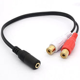 3.5Mm Female To Dual Rca Phono Stereo Splitter Cable 3.5 Jack Socket To 2Rca Audio Adapter Extender Cord 8Inch/20Cm (2Rca Female)