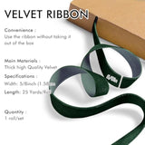 Dark Green Velvet Ribbon 5/8'' 25 Yards For Christmas Tree, Gift Wrapping, Flower Bouquet, Wreath Decorations, Bow Making