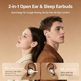 Wireless Clip-On Open Earbuds, Butterfly Earring Bluetooth Headphones with Heart-Shaped Charging Case & Makeup Mirror, 42H Playtime, Lightweight
