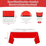 82 Pcs Cartoon Animation Party Tableware Set Including 20 Plates, 20 Napkins, 16 Cups, 24 Candles, 2 Table Clothes, Boy Girl Games Themed Party Tableware For Kids