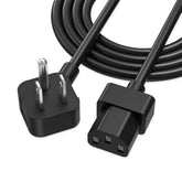 10Ft Tv Power Cord, 90 Degree Angled L-Shaped Etl Listed 18Awg 3-Prong Ac Power Cable Iec C13 Replacement Compatible With Hp Printer, Samsung Lg Sony Tv Lcd, Instant Pot, Ion Ipa76, Black
