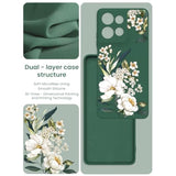 For Motorola Moto G Power 5G 2025 Case With 2X Tempered Glass Screen Protectors, Girls Women Florals Liquid Silicone Phone Case, Shockproof Antiscratch Soft Protection Case (Midnight Green)