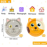Cat Shaped Dinner Plates, Cat Birthday Party Disposable Plates, Cat Themed Party Tableware For Birthday, Party, Baby Shower, Kitten Theme Party Supplies (40Ct)