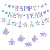 12 Pcs Black Gold New Year Eve Streamers and Hanging Swirls for Party Decor