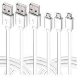 Micro Usb Cable, 10 Ft 3 Pack Extra Long Sturdy Android Charger Cables, Fast Charging Cable Cord Compatible With Ps4 Controller, Android, Samsung Galaxy S7 J3 J7, Xbox, White
