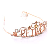 Retirement Party Decorations Retirement Gifts For Women Retirement Tiara And Sash Set Rose Gold Glittery Stain Sash Crystal Crown For Women Retirement Decorations