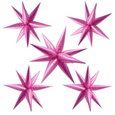 60Pcs Hot Pink Star Balloons For Princess Birthday Decorations Explosion Mylar Balloons Large Prom Balloon For Valentines Day Easter Baby Shower Bachelorette Graduation New Year Party Supplies