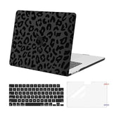 MOSISO Compatible with MacBook Air 15 inch Case 2025 2024 2023 Release M4 A3241 M3 A3114 M2 A2941 with Touch ID, Plastic Leopard Grain Hard Shell Case & Keyboard Cover & Screen Protector, Black
