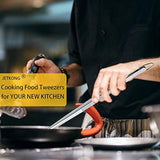 2 Pcs 12-Inch Kitchen Tweezers Fine Tweezer Tongs, Extra-Long Stainless Steel Cooking Tweezers (Silver)